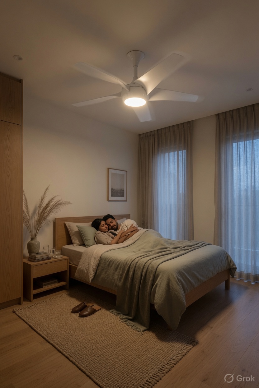 A quiet occupied bedroom at night