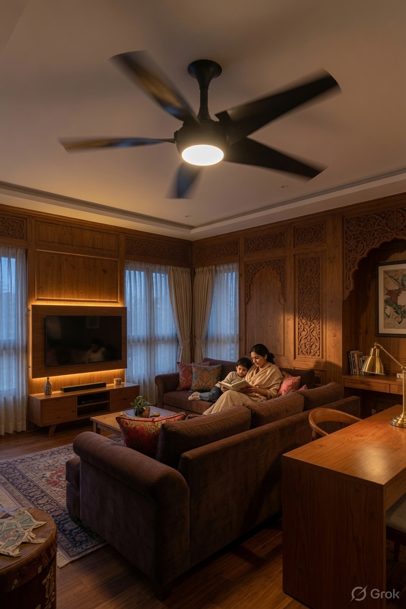 A warm evening living room