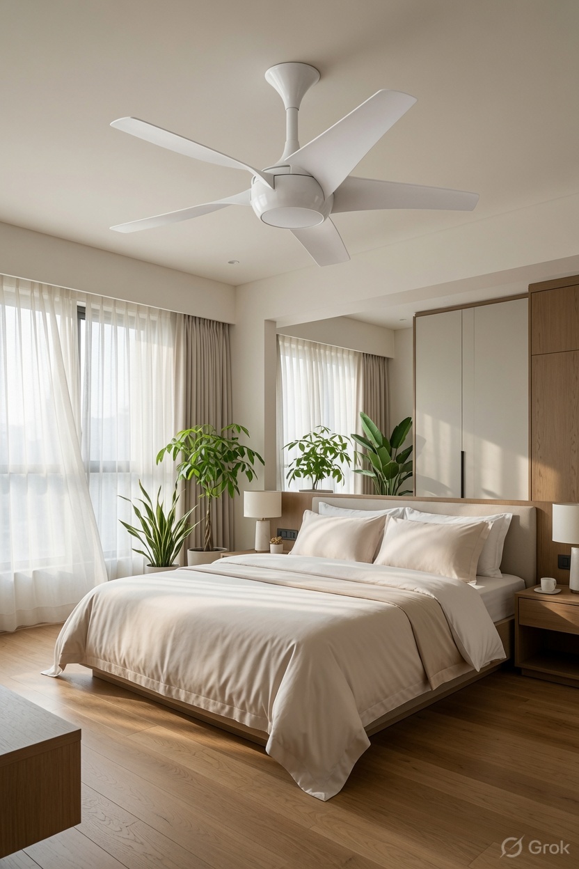 A bright bedroom as morning returns